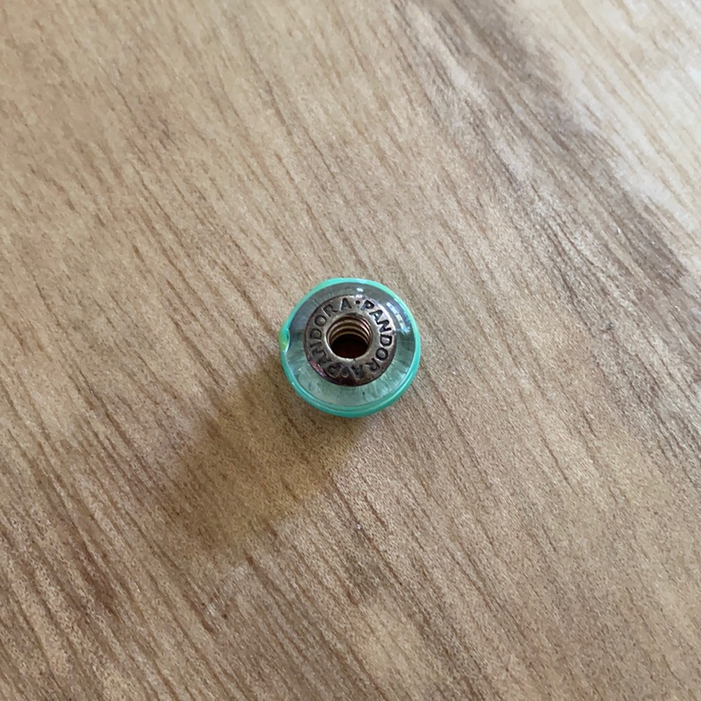 Clear teal stripe Pandora charm